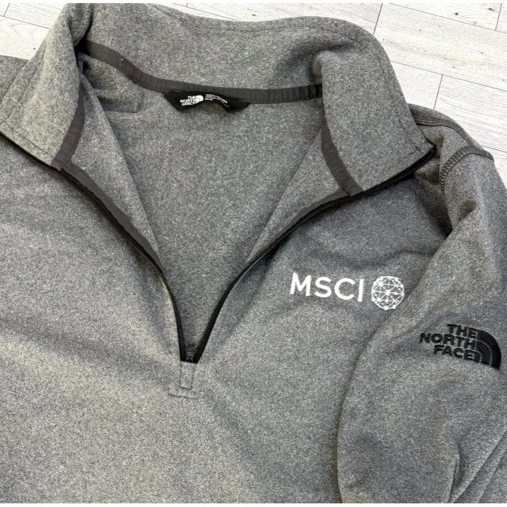 The North Face Pullover Mens Gray Quarter Zip Fleece Rugby Golf MSCI Logo MEDIUM